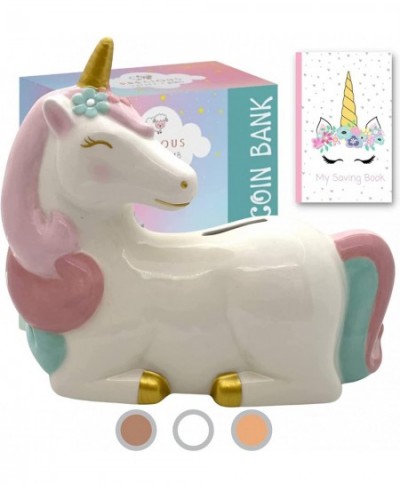 Unicorn Piggy Bank for Girls | Ceramic Piggy Bank w/ Rubber Stopper | Free Printable Saving Tracker | Girls Piggy Bank Girls ...