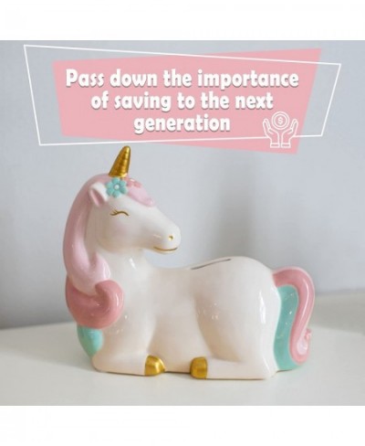 Unicorn Piggy Bank for Girls | Ceramic Piggy Bank w/ Rubber Stopper | Free Printable Saving Tracker | Girls Piggy Bank Girls ...