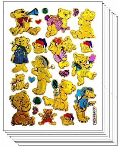 Stickers Glitter Pack 10 Sheets Cute Love Gold Teddy Bear Cartoon Stickers Label for Kids and Teachers Label Art Decal Craft ...