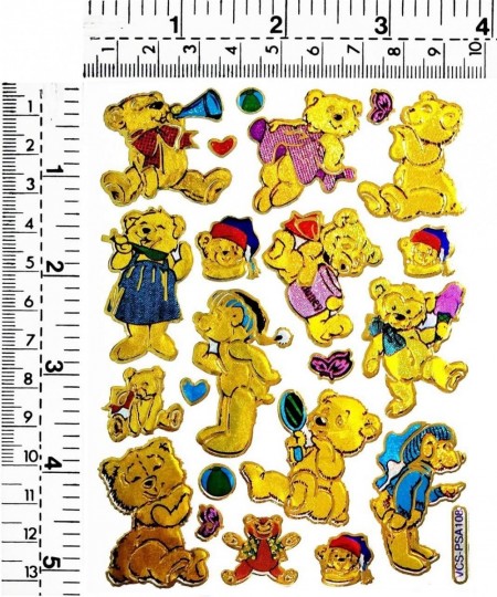 Stickers Glitter Pack 10 Sheets Cute Love Gold Teddy Bear Cartoon Stickers Label for Kids and Teachers Label Art Decal Craft ...