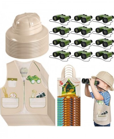 48 Pcs Kids Explorer Costume Set Include Plastic Explorer Hats Jungle Party Vest Safari Tote Bag Adventure Binoculars for Kid...