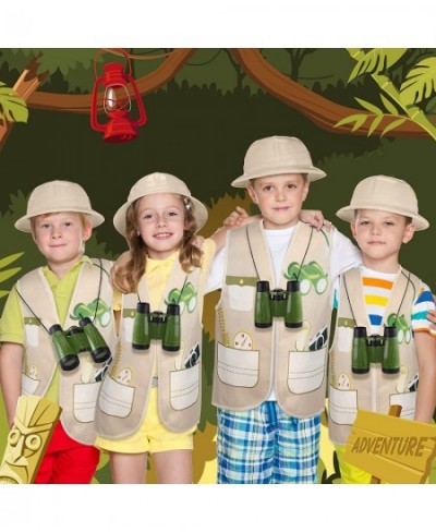 48 Pcs Kids Explorer Costume Set Include Plastic Explorer Hats Jungle Party Vest Safari Tote Bag Adventure Binoculars for Kid...