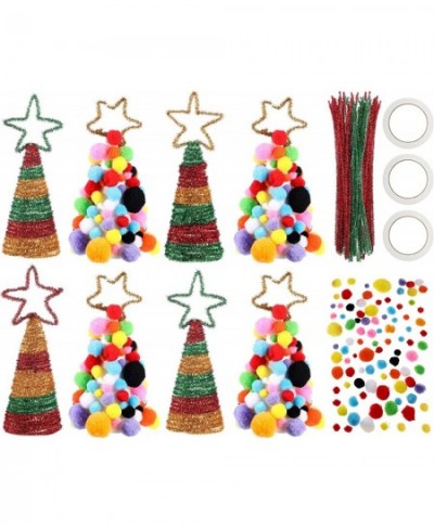 Christmas DIY Set Include 8 Pieces Craft Foam Cone White Polystyrene Art Cone Styrofoam Cones 75 Pieces Chenille Stems Pipe C...