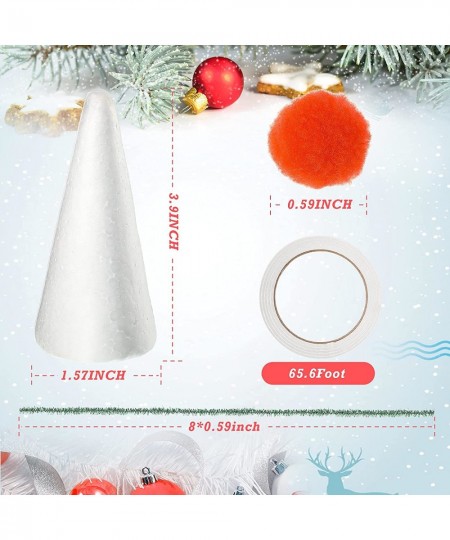 Christmas DIY Set Include 8 Pieces Craft Foam Cone White Polystyrene Art Cone Styrofoam Cones 75 Pieces Chenille Stems Pipe C...