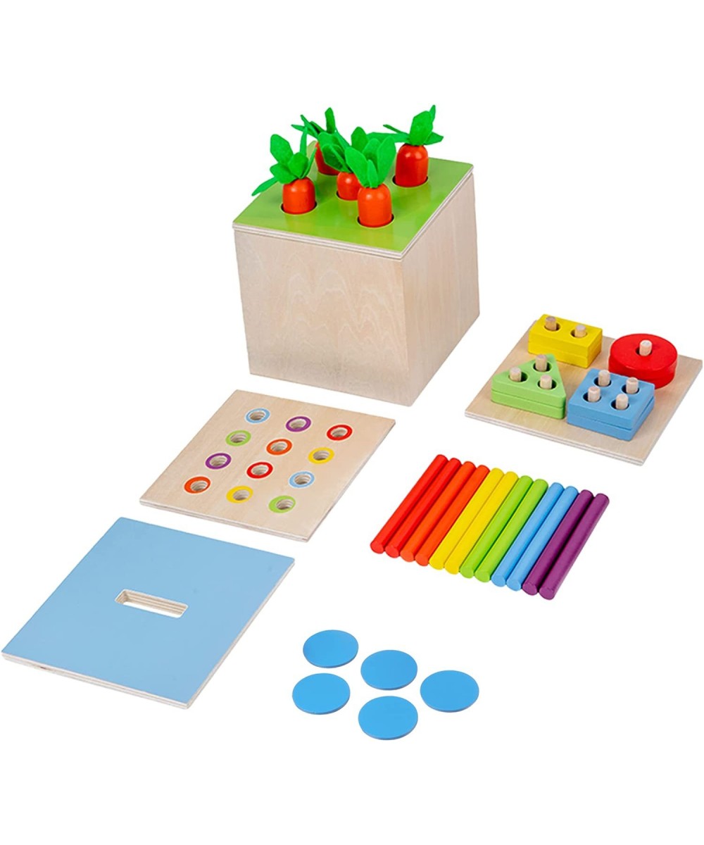 4 for 1 Toddlers Montessori Wooden Educational Toys for 3+ Year Old Girl Boy Play Kit Includes Carrot Harvest Game Coin Drop ...