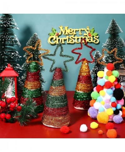 Christmas DIY Set Include 8 Pieces Craft Foam Cone White Polystyrene Art Cone Styrofoam Cones 75 Pieces Chenille Stems Pipe C...