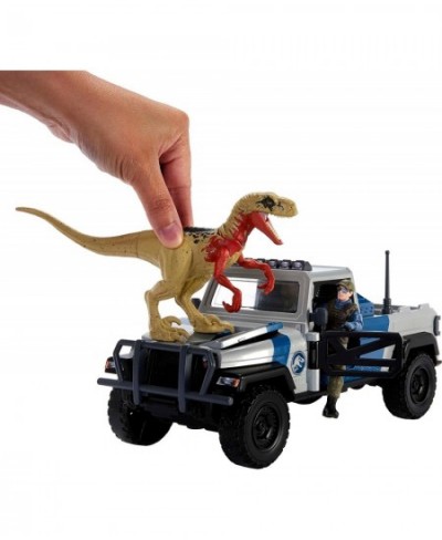 Jurassic World Truck Set Atrociraptor Dinosaur & Human Figure Movie Vehicle with Destruct Smash Area Toy Gift with Connected ...