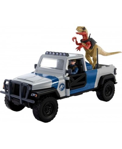 Jurassic World Truck Set Atrociraptor Dinosaur & Human Figure Movie Vehicle with Destruct Smash Area Toy Gift with Connected ...