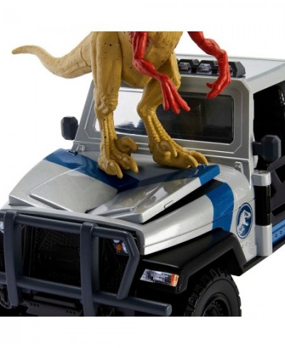 Jurassic World Truck Set Atrociraptor Dinosaur & Human Figure Movie Vehicle with Destruct Smash Area Toy Gift with Connected ...