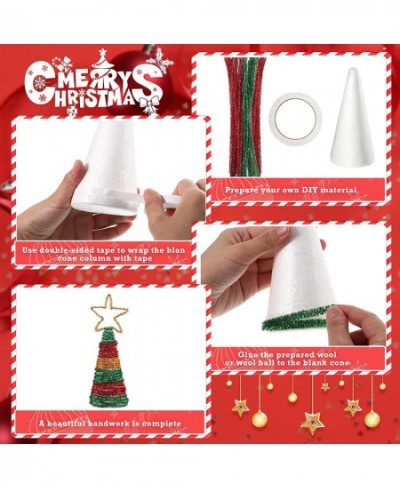 Christmas DIY Set Include 8 Pieces Craft Foam Cone White Polystyrene Art Cone Styrofoam Cones 75 Pieces Chenille Stems Pipe C...