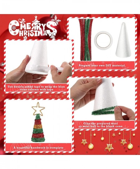 Christmas DIY Set Include 8 Pieces Craft Foam Cone White Polystyrene Art Cone Styrofoam Cones 75 Pieces Chenille Stems Pipe C...