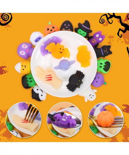 30pcs Halloween Squishy Toys with Pumpkin Bucket Kawaii Squishies Halloween Party Favors for Kids Adults Mini Squishies for B...