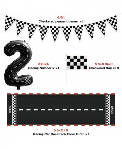 Racing Party Supplies for 2nd Birthday Kit Two Fast Party Favors Decorations with 6.5ft Long Racetrack Floor Running Mat Chec...