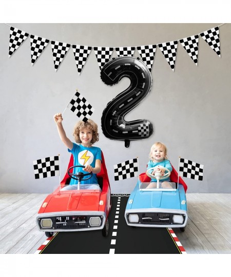 Racing Party Supplies for 2nd Birthday Kit Two Fast Party Favors Decorations with 6.5ft Long Racetrack Floor Running Mat Chec...