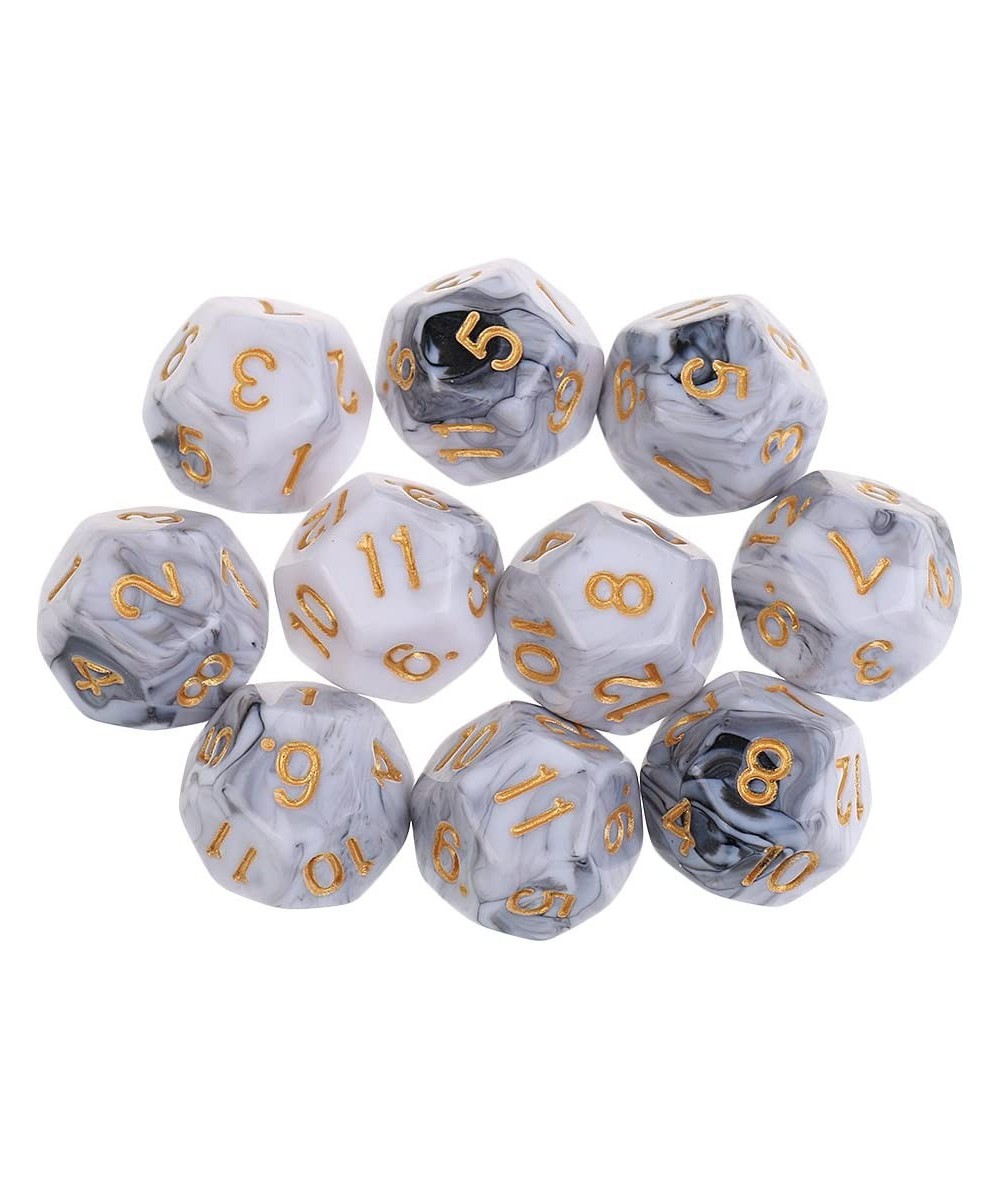 10pcs 12 Sided Dice D12 Polyhedral Dice for Dungeons and Dragons Roley Playing Games Dice Gift - White Gray $16.16 - Game Acc...