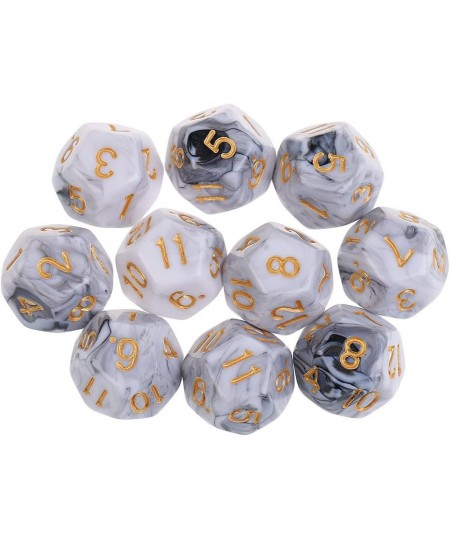 10pcs 12 Sided Dice D12 Polyhedral Dice for Dungeons and Dragons Roley Playing Games Dice Gift - White Gray $16.16 - Game Acc...