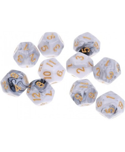 10pcs 12 Sided Dice D12 Polyhedral Dice for Dungeons and Dragons Roley Playing Games Dice Gift - White Gray $16.16 - Game Acc...