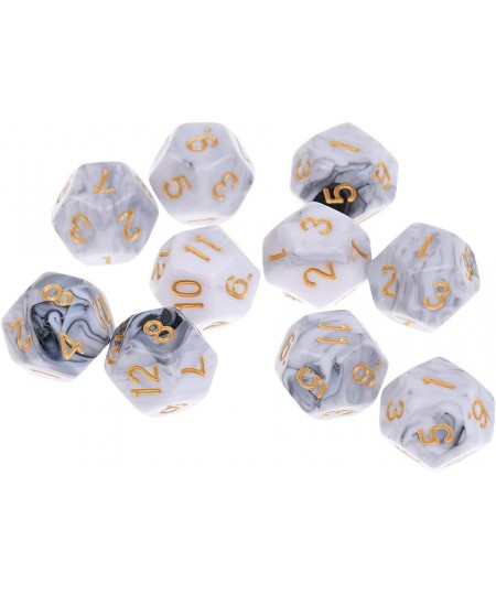 10pcs 12 Sided Dice D12 Polyhedral Dice for Dungeons and Dragons Roley Playing Games Dice Gift - White Gray $16.16 - Game Acc...