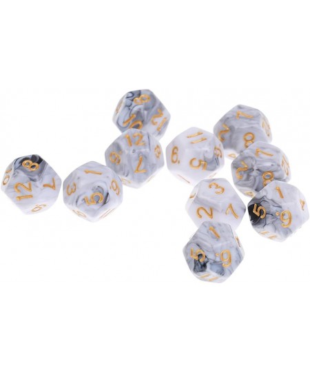 10pcs 12 Sided Dice D12 Polyhedral Dice for Dungeons and Dragons Roley Playing Games Dice Gift - White Gray $16.16 - Game Acc...