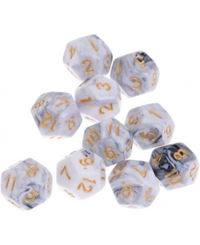 10pcs 12 Sided Dice D12 Polyhedral Dice for Dungeons and Dragons Roley Playing Games Dice Gift - White Gray $16.16 - Game Acc...