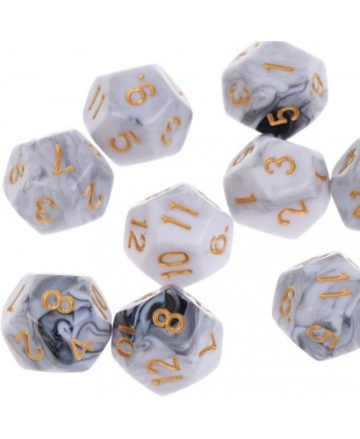 10pcs 12 Sided Dice D12 Polyhedral Dice for Dungeons and Dragons Roley Playing Games Dice Gift - White Gray $16.16 - Game Acc...