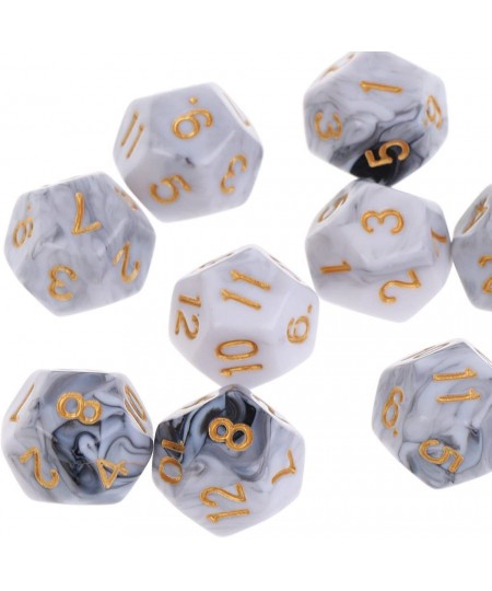 10pcs 12 Sided Dice D12 Polyhedral Dice for Dungeons and Dragons Roley Playing Games Dice Gift - White Gray $16.16 - Game Acc...