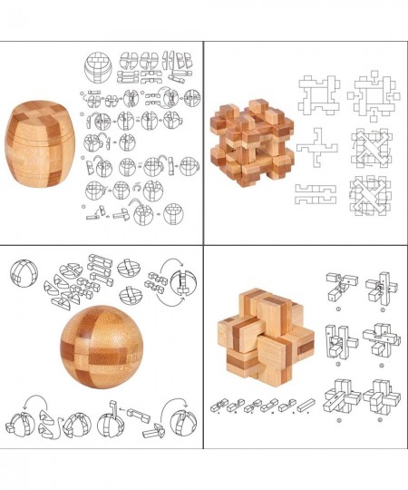 Brain Teaser Puzzle 20Pcs Unlock Interlock Game IQ Test Wooden Toy 3D Unlock Interlock Puzzle Magic Ball Brain Teaser Toy puz...