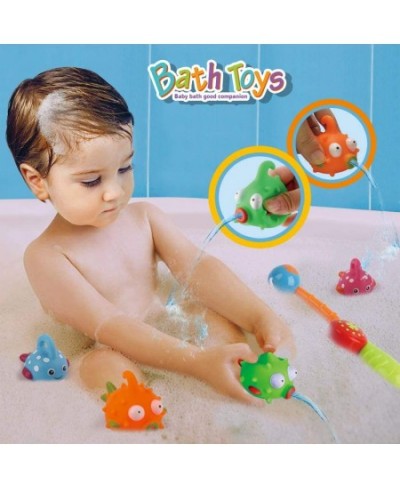 Bath Toy Fishing Floating Squirts Toy Water Scoop Swimming Whales and Stacking Cups with Organizer Bag(12 Pack) Bathtub Tub T...