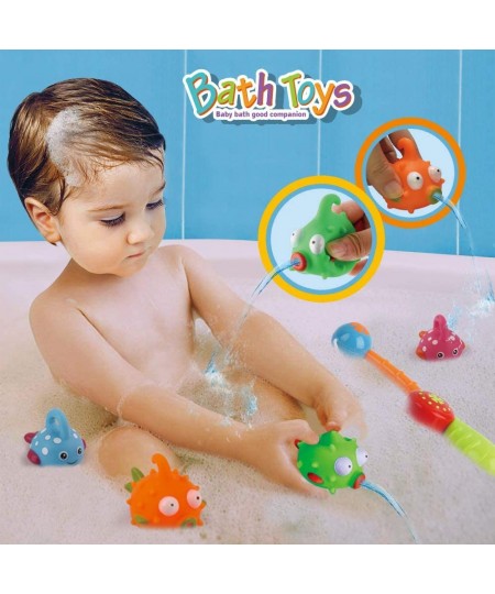 Bath Toy Fishing Floating Squirts Toy Water Scoop Swimming Whales and Stacking Cups with Organizer Bag(12 Pack) Bathtub Tub T...