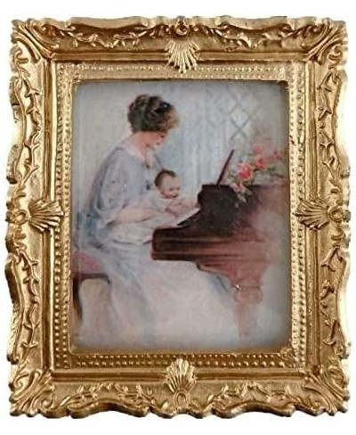 House Miniature Accessory First Piano Lesson Picture Painting Gold Frame $18.67 - Dollhouse Accessories