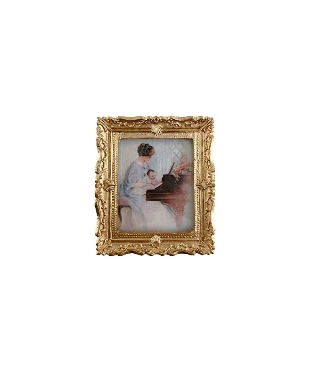 House Miniature Accessory First Piano Lesson Picture Painting Gold Frame $18.67 - Dollhouse Accessories