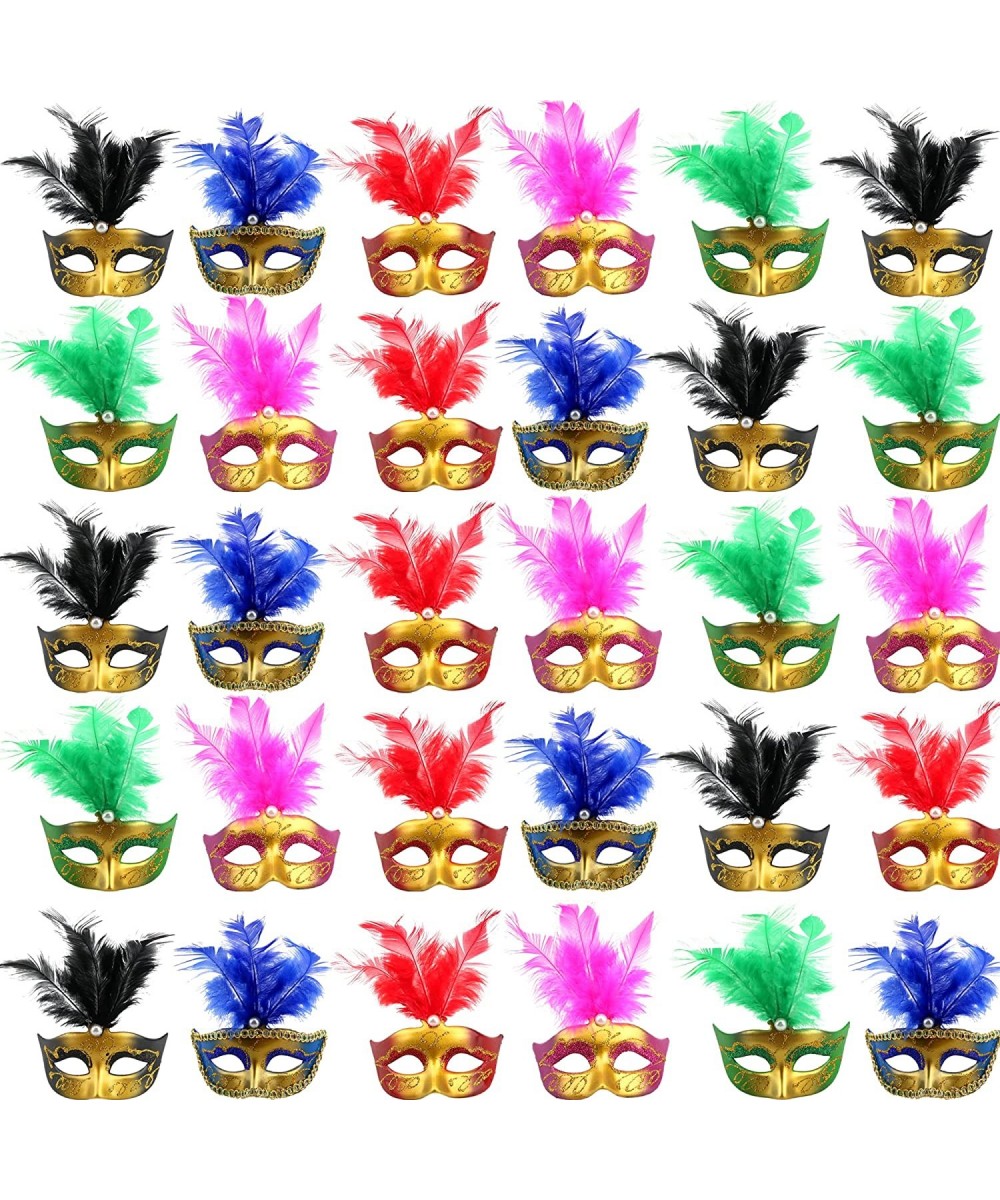 30 Pieces Mini Masks Masquerade Masks Mardi Gras Decorations Table Centerpiece for Bars Masquerade Mardi Gras Halloween Party...