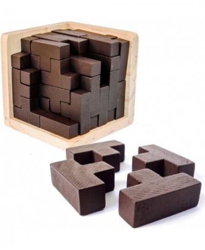 Wooden Brain Teaser Puzzle Cube Wooden Puzzles T-Shaped Jigsaw Logic Puzzle Educational Toy for Kids and Adults (Wine) $19.49...