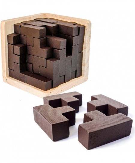 Wooden Brain Teaser Puzzle Cube Wooden Puzzles T-Shaped Jigsaw Logic Puzzle Educational Toy for Kids and Adults (Wine) $19.49...