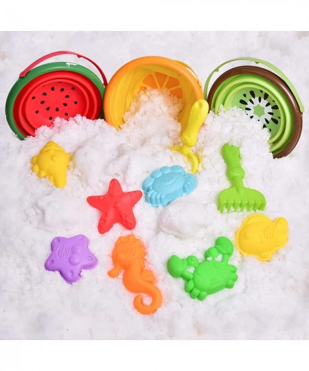 13Pcs Beach Toys Sand Toys Set for Kids with Silicone Foldable Beach Bucket Animal Sand Molds Beach Shovel Carrying Net Snow ...