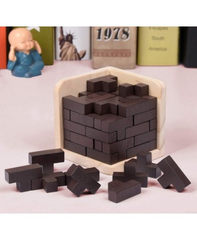 Wooden Brain Teaser Puzzle Cube Wooden Puzzles T-Shaped Jigsaw Logic Puzzle Educational Toy for Kids and Adults (Wine) $19.49...