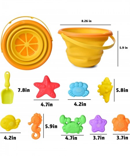 13Pcs Beach Toys Sand Toys Set for Kids with Silicone Foldable Beach Bucket Animal Sand Molds Beach Shovel Carrying Net Snow ...