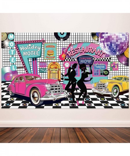 50's Theme Party Decorations Rock and Roll Party Backdrop Party Banner Classic 50s Backdrop Banner for 1950's Party Decoratio...