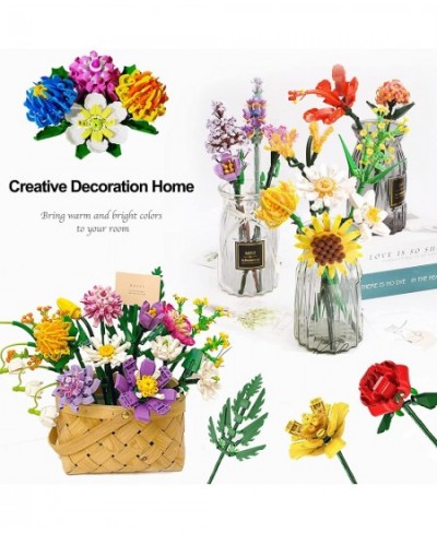 Flowers Bouquet Building Kit Compatible with Lego DIY Artificial Bouquet Building Bricks Flowers Building Blocks Gifts for Ad...