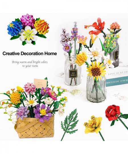 Flowers Bouquet Building Kit Compatible with Lego DIY Artificial Bouquet Building Bricks Flowers Building Blocks Gifts for Ad...