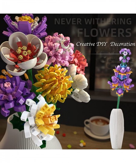 Flowers Bouquet Building Kit Compatible with Lego DIY Artificial Bouquet Building Bricks Flowers Building Blocks Gifts for Ad...