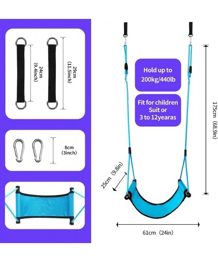 Children Outdoor Swing Seat with snap Hook Swing Set Adjustable Ropes for Kids Outdoor Play Playground Swing Indoor Outdoor B...