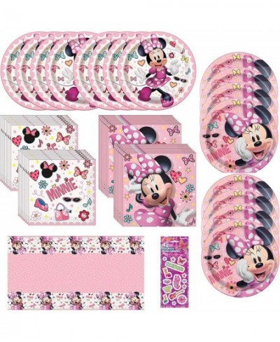 Minnie Birthday Party Supplies Decoration Bundle Pack includes Dessert Cake Plates Lunch Plates Beverage Napkins Lunch Napkin...