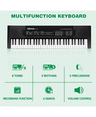 Kids Music Piano Keyboard 61 Keys Piano Keyboard Toys with Microphone Portable Mono Electronic Piano Keyboard Teaching Piano ...