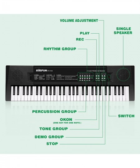 Kids Music Piano Keyboard 61 Keys Piano Keyboard Toys with Microphone Portable Mono Electronic Piano Keyboard Teaching Piano ...