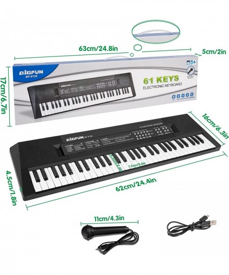 Kids Music Piano Keyboard 61 Keys Piano Keyboard Toys with Microphone Portable Mono Electronic Piano Keyboard Teaching Piano ...