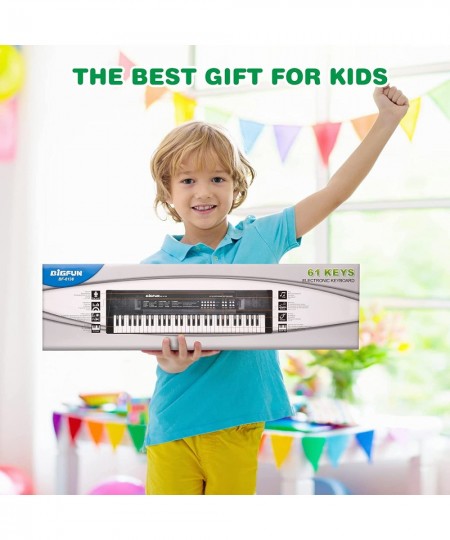 Kids Music Piano Keyboard 61 Keys Piano Keyboard Toys with Microphone Portable Mono Electronic Piano Keyboard Teaching Piano ...