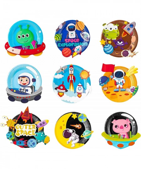 9Pcs Outer Space Paper Plate Art Kits for Kids Early Learning DIY Craft Art Project Astronaut Rocket Spacecraft Alien Themed ...