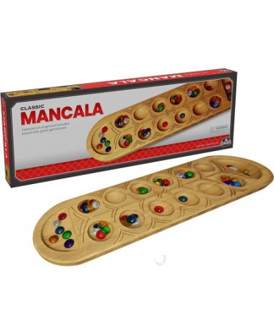 Classic Mancala Game - Features A Full-Sized Solid Wooden Board with Exquisite Detail Stones $16.60 - Board Games