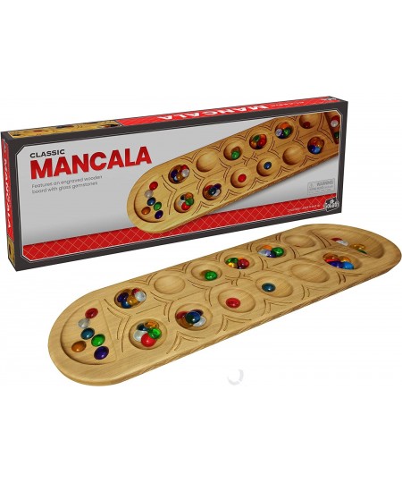 Classic Mancala Game - Features A Full-Sized Solid Wooden Board with Exquisite Detail Stones $16.60 - Board Games